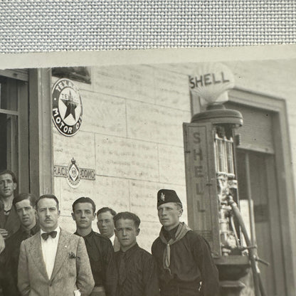 Vintage Postcard Real Photo Postcard RPPC Gas Station Shell Gas Pump Texaco Men
