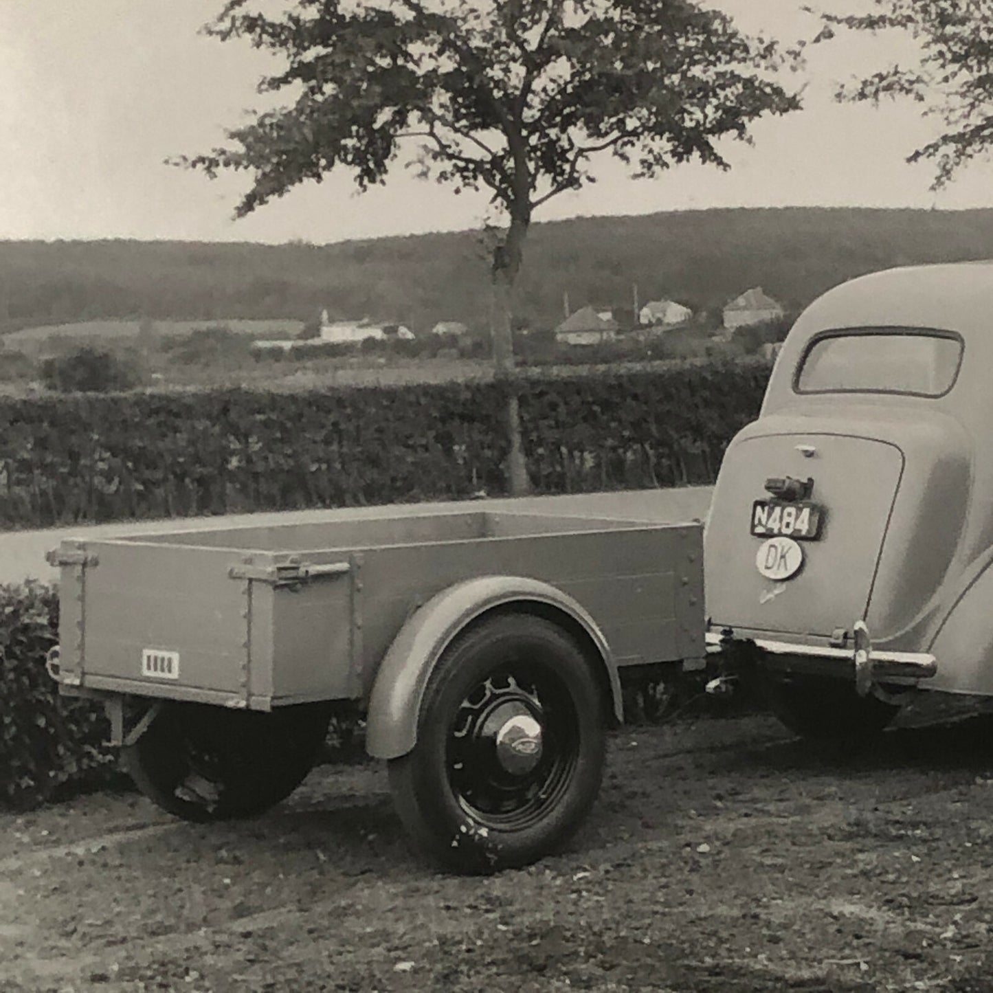 Vintage Ford Anglia Car with Trailer Photo Photograph Lot of 2 - Denmark ?