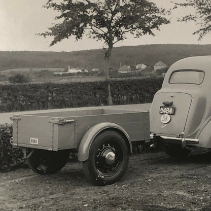 Vintage Ford Anglia Car with Trailer Photo Photograph Lot of 2 - Denmark ?