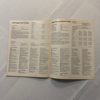 1980 Buick Regal and Century Car Sales Brochure Catalog Advertising