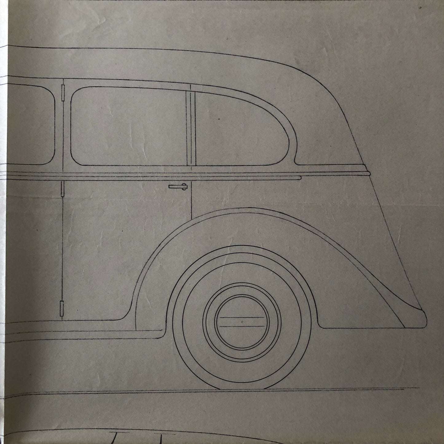 1937 Coachbuilder Car Design Blueprint Rendering Blue Print 6 Door Limousine 