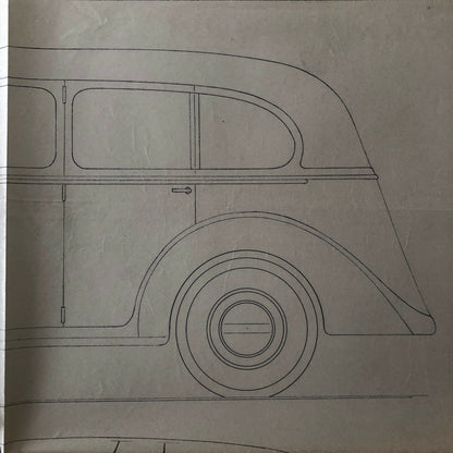 1937 Coachbuilder Car Design Blueprint Rendering Blue Print 6 Door Limousine 