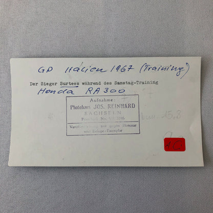 Vintage John Surtees 1967 Italian Grand Prix Honda Car Racing Photo Photograph