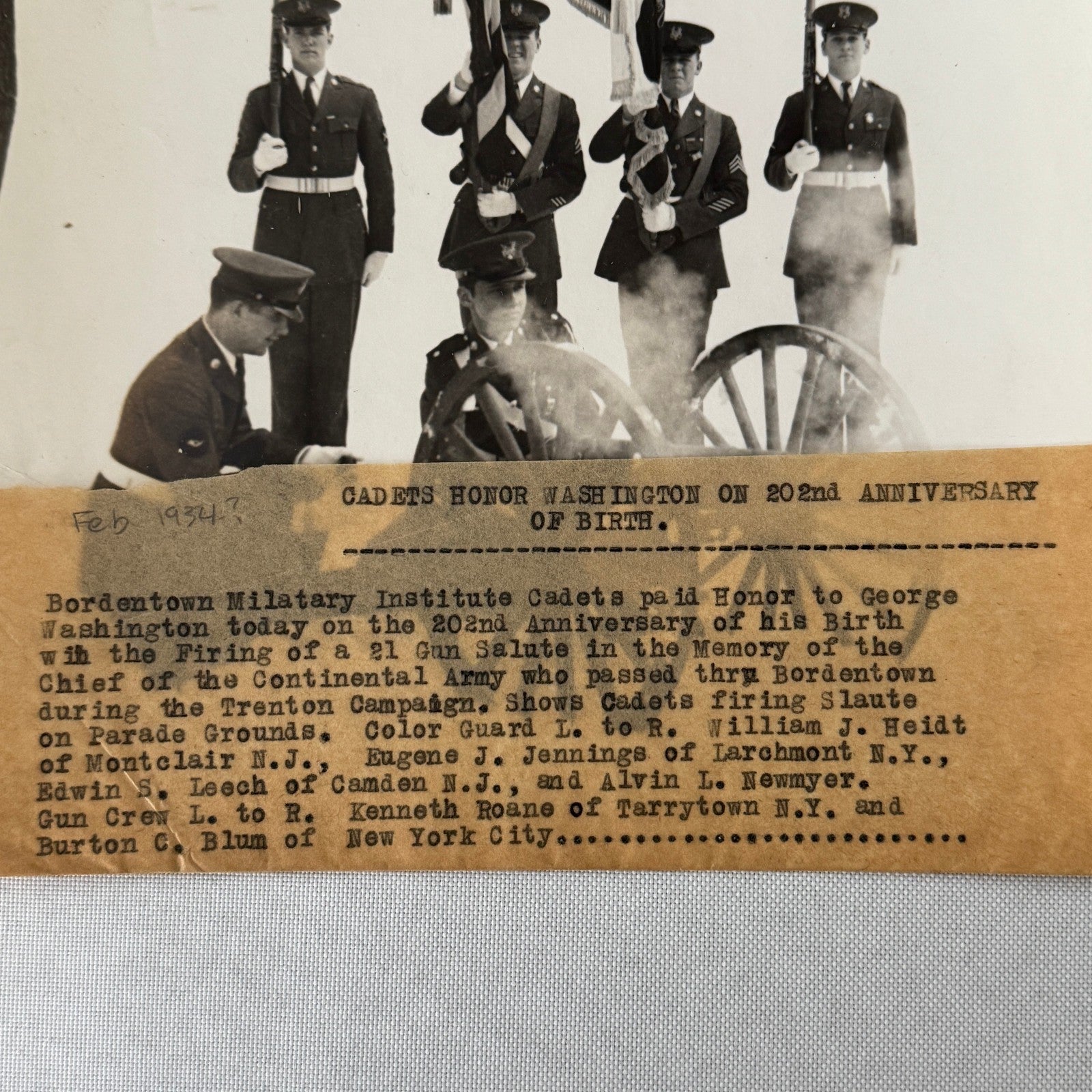 Bordentown Military Institute Cadets George Washington Tribute Press Photo Canon