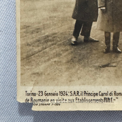 Prince Carol of Romania Visiting FIAT Factory 1924 Photo Photograph Print Italy