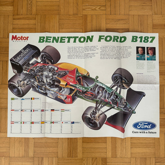 Benetton Ford B187 F1 Formula One Racing Poster Teo Fabi Thierry Boutsen
