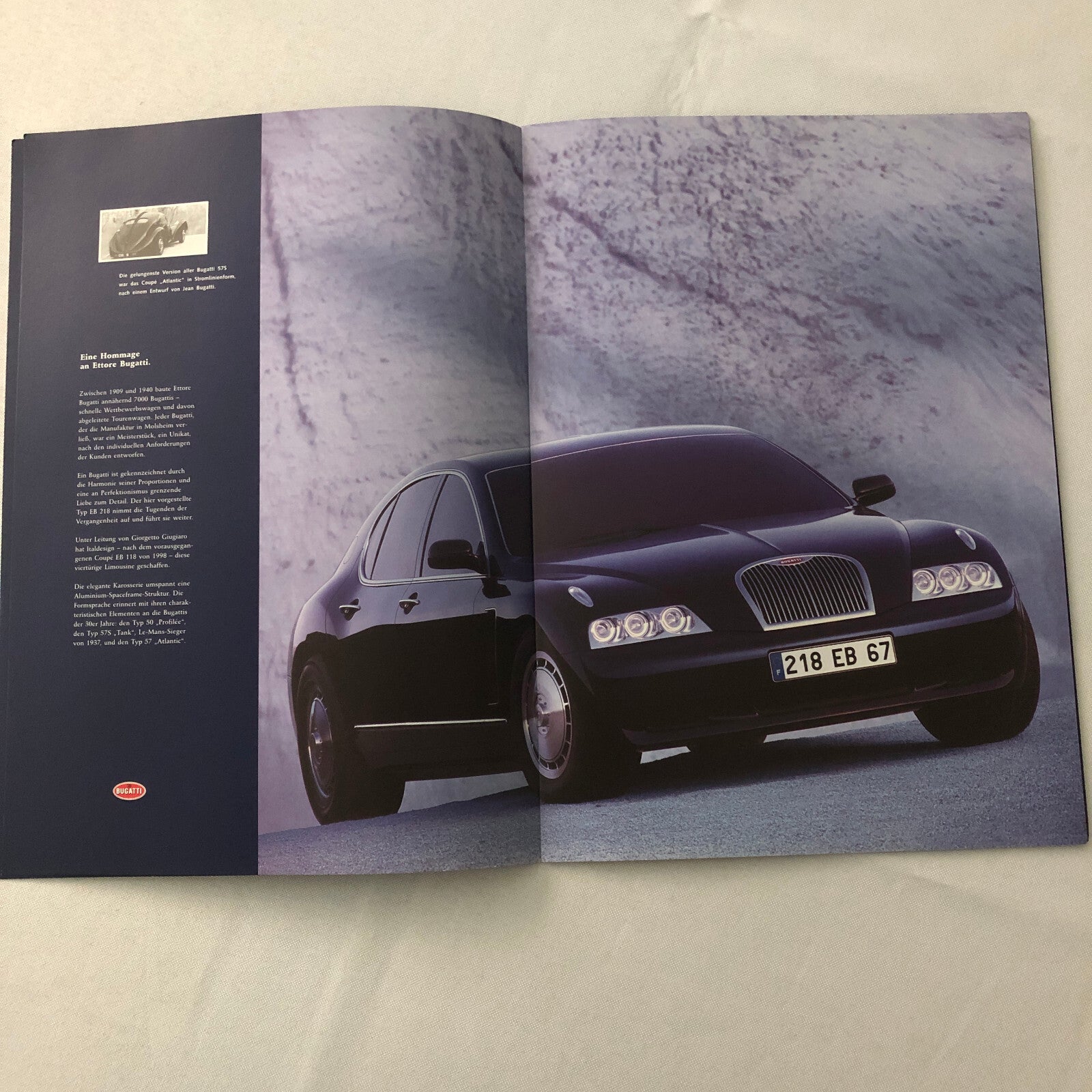 Bugatti EB 218 Concept Car Sales Brochure Catalog Bugatti EB218