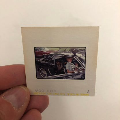 35MM Slide Photo Ford Mustang with Woman and Dog
