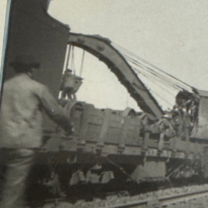 Antique Glass Plate Lantern Slide Photo Train with Crane