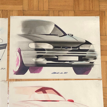 Car Styling Concept Illustration Art Drawing Sketch Lot 7x Ford Scorpio 1987