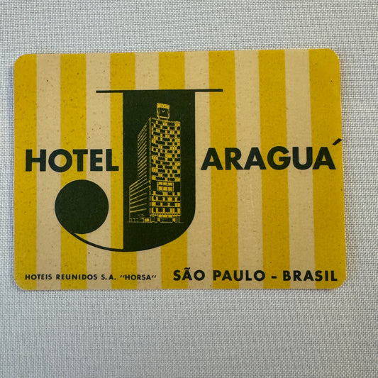 Vintage Hotel Travel Luggage Label Sao Paulo Brazil Brasil Hotel Aragua