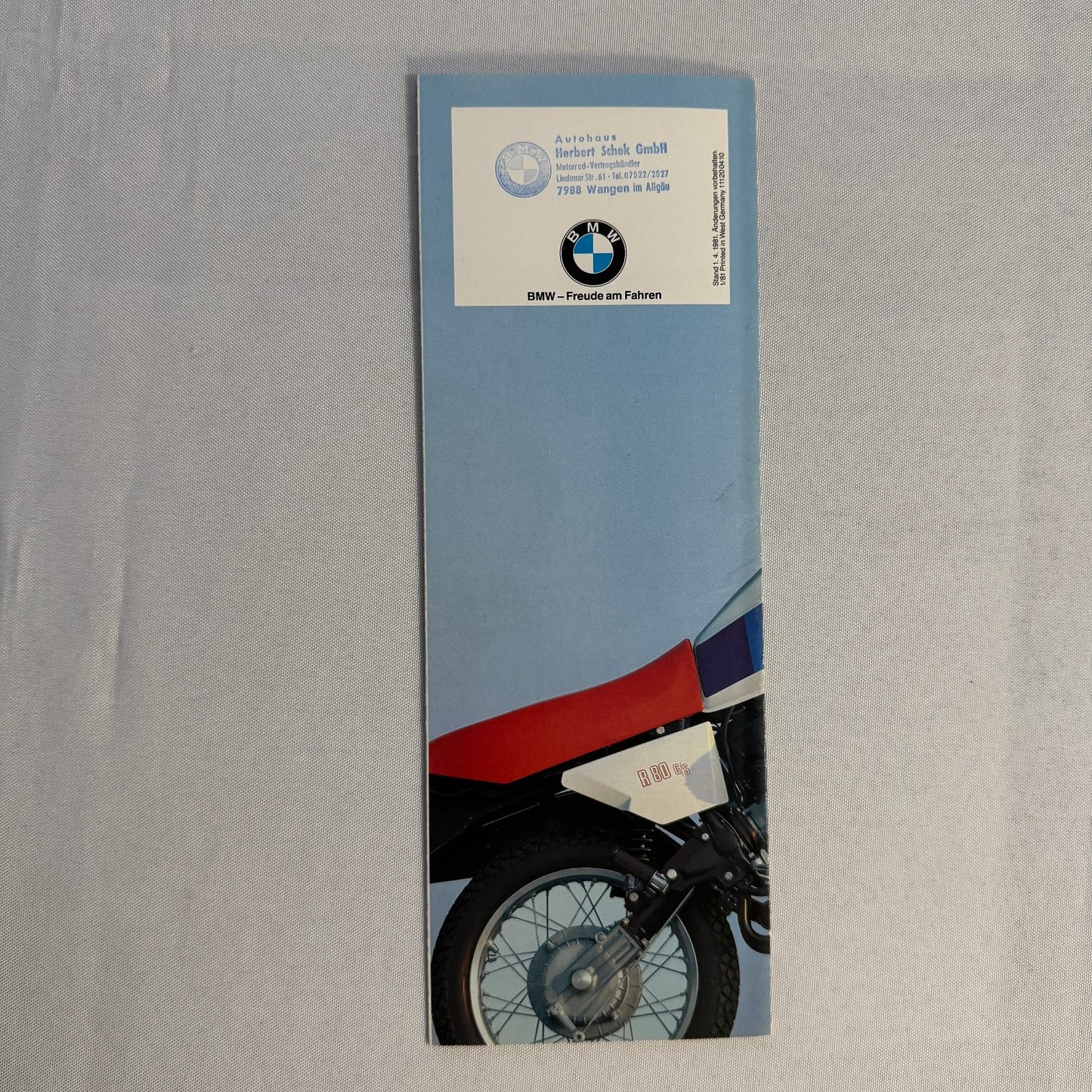 1981 BMW Motorcycle Price and Options Brochure Catalog R100RS R100 R80 GERMAN