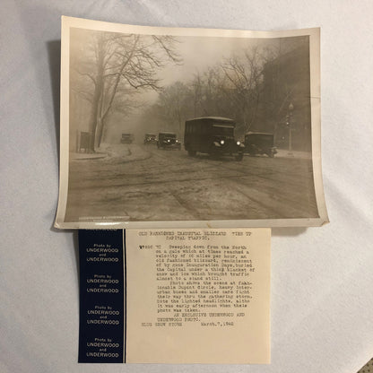 Press Photo Photograph Cars Automobiles Buses in Winter Storm Washington DC