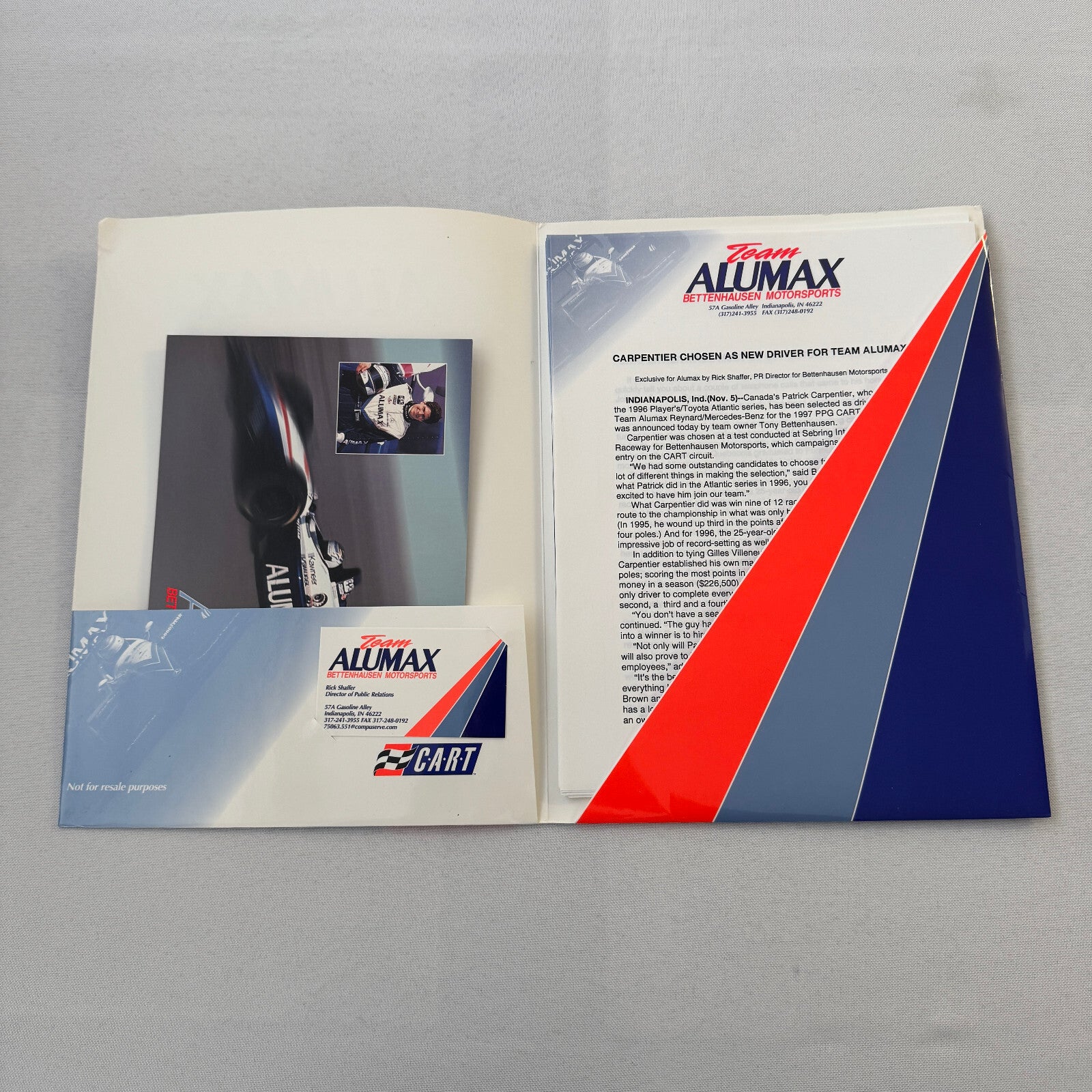 Bettenhausen Alumax Racing Press Kit Brochure 1997 CART Patrick Carpentier