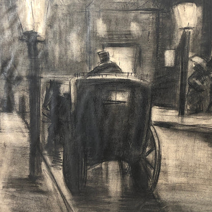 Vintage Illustration Art Artwork Artist Arthur E Sudler Antique Car Carriage