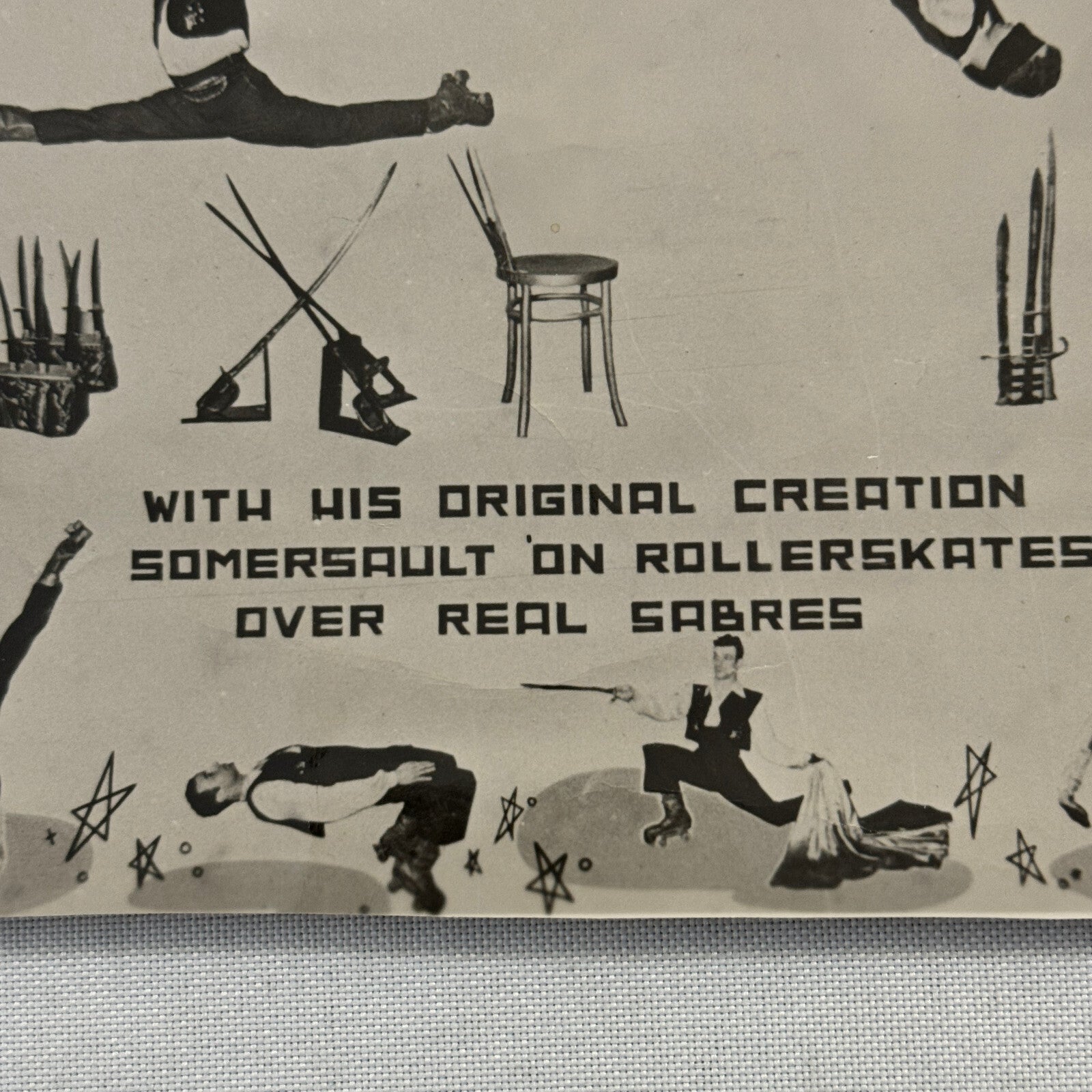 Vintage Circus Roller Skating Danger Act Postcard Post Card Ricardo Torez