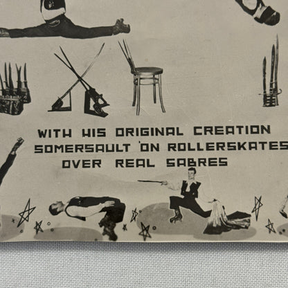Vintage Circus Roller Skating Danger Act Postcard Post Card Ricardo Torez