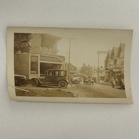 Vintage Car Photo Street Scene Automobile Building Snapshot Image