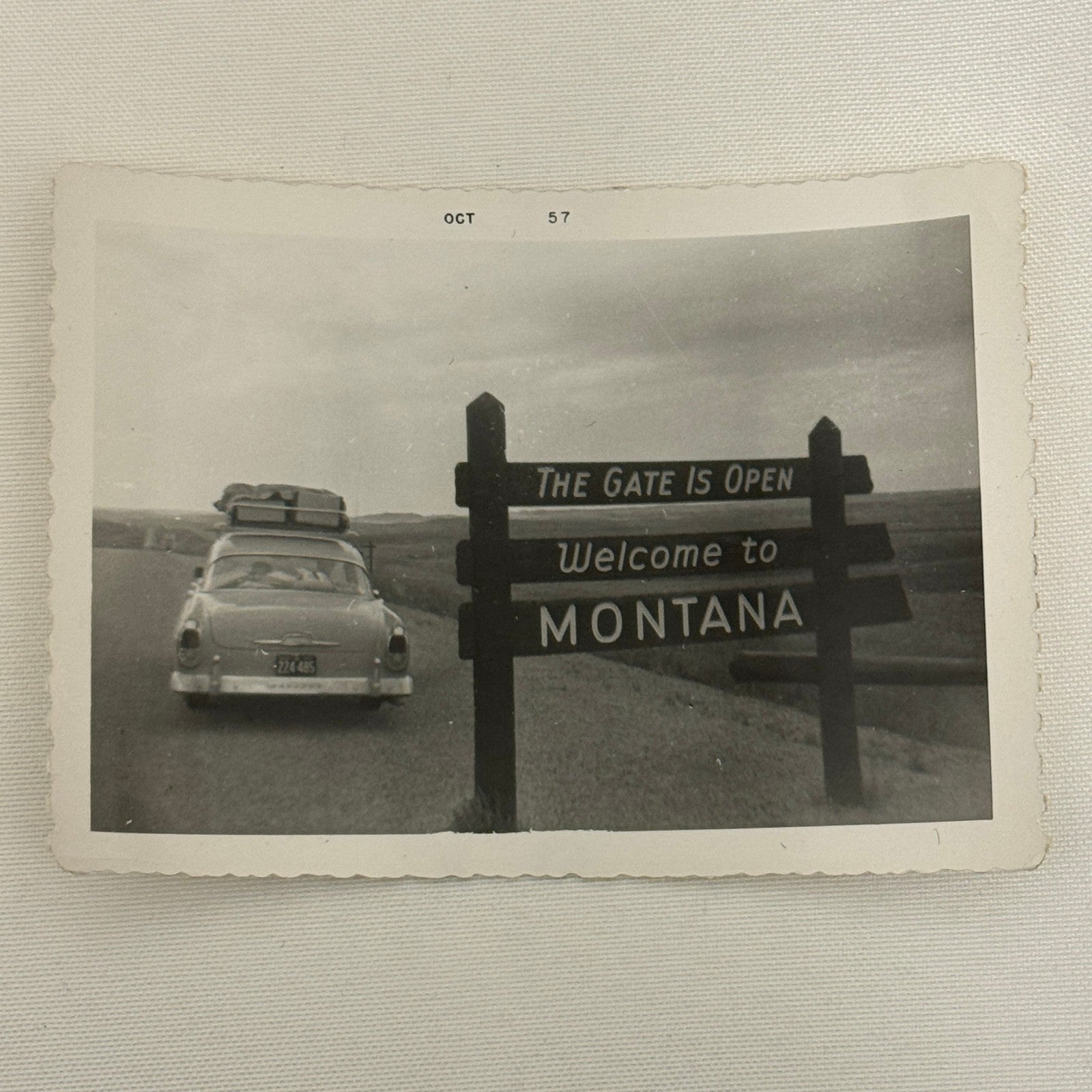 Vintage Automobile Photo Photograph Print Snapshot Car Welcome to Montana