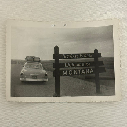 Vintage Automobile Photo Photograph Print Snapshot Car Welcome to Montana