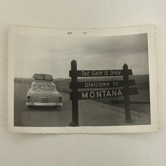 Vintage Automobile Photo Photograph Print Snapshot Car Welcome to Montana