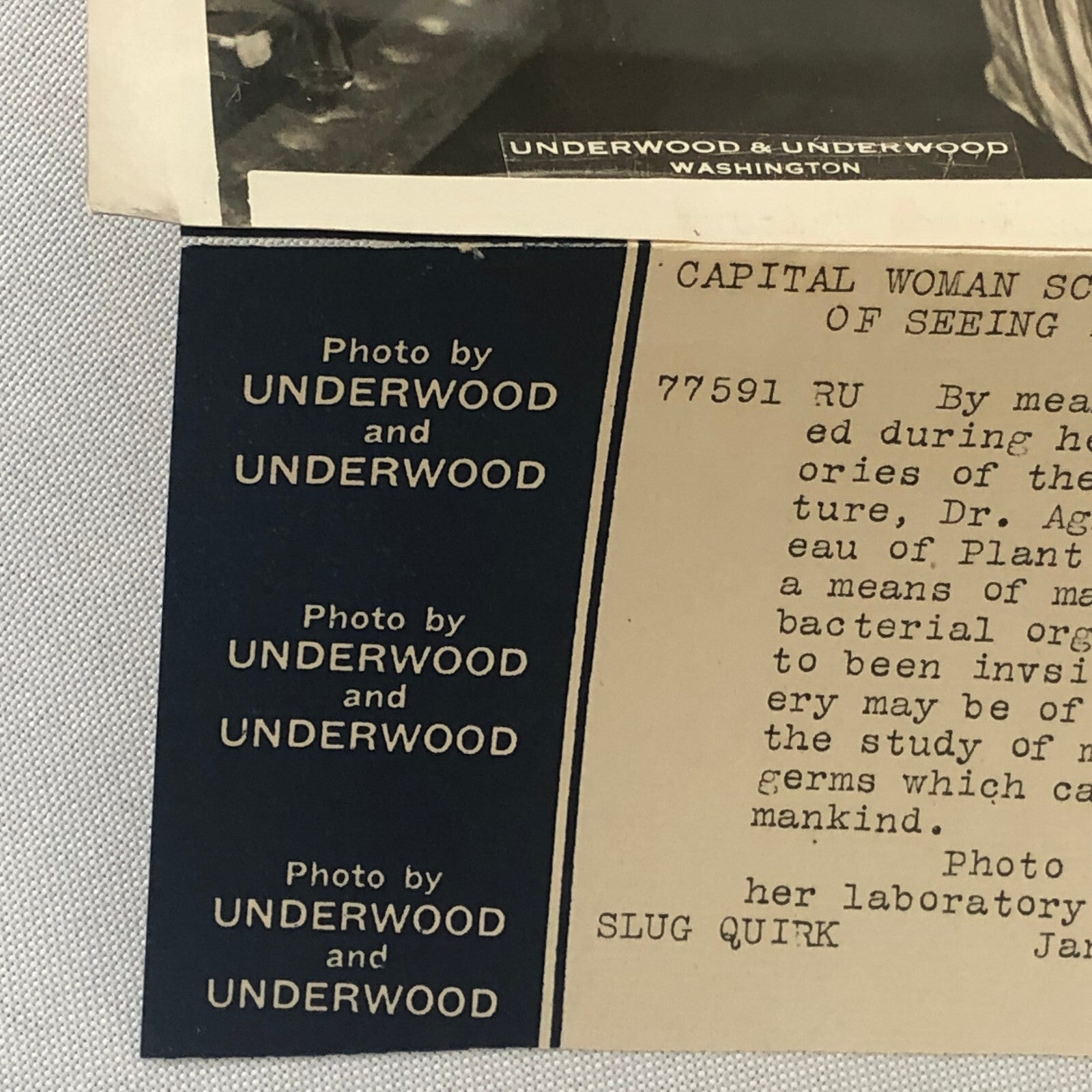 Press Photograph Photo Scientist New Method of Seeing Germs 1932 Underwood Photo