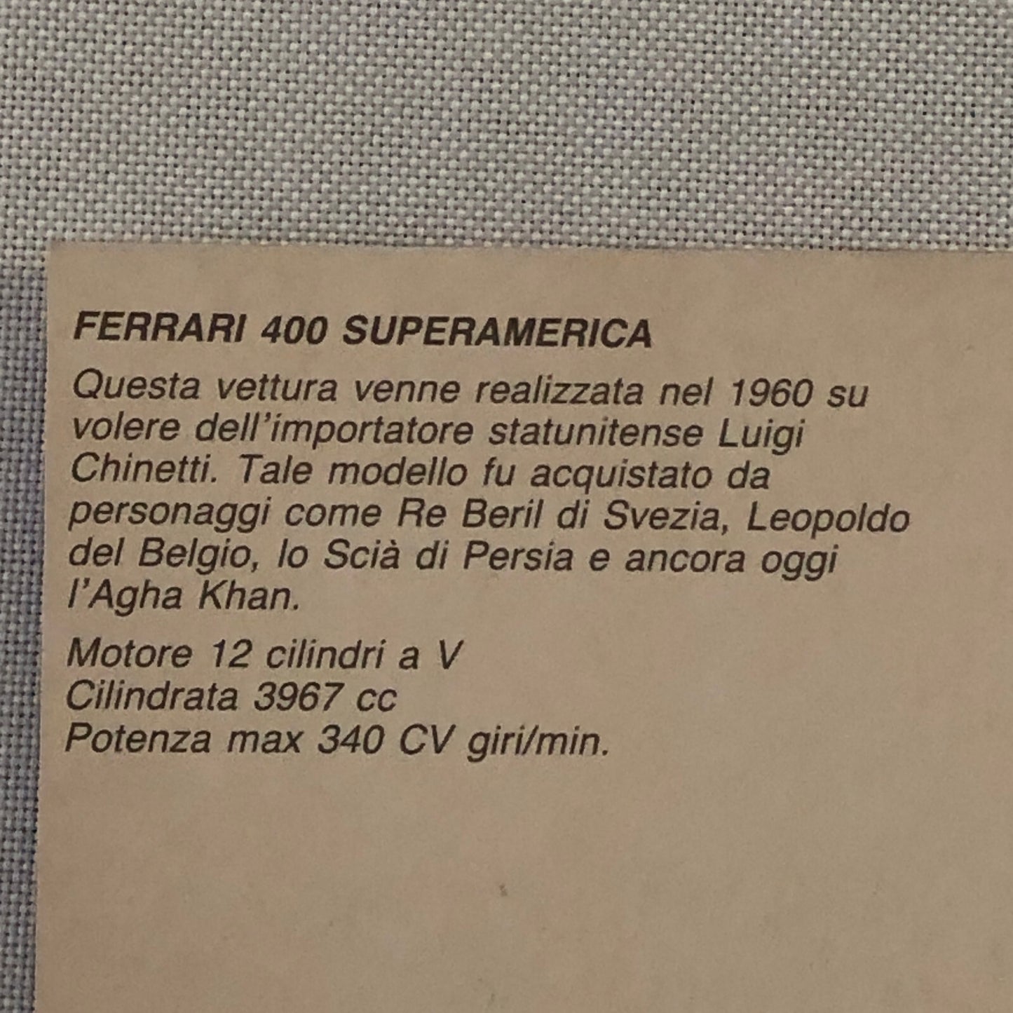 Ferrari 400 Superamerica Postcard Post Card Super America