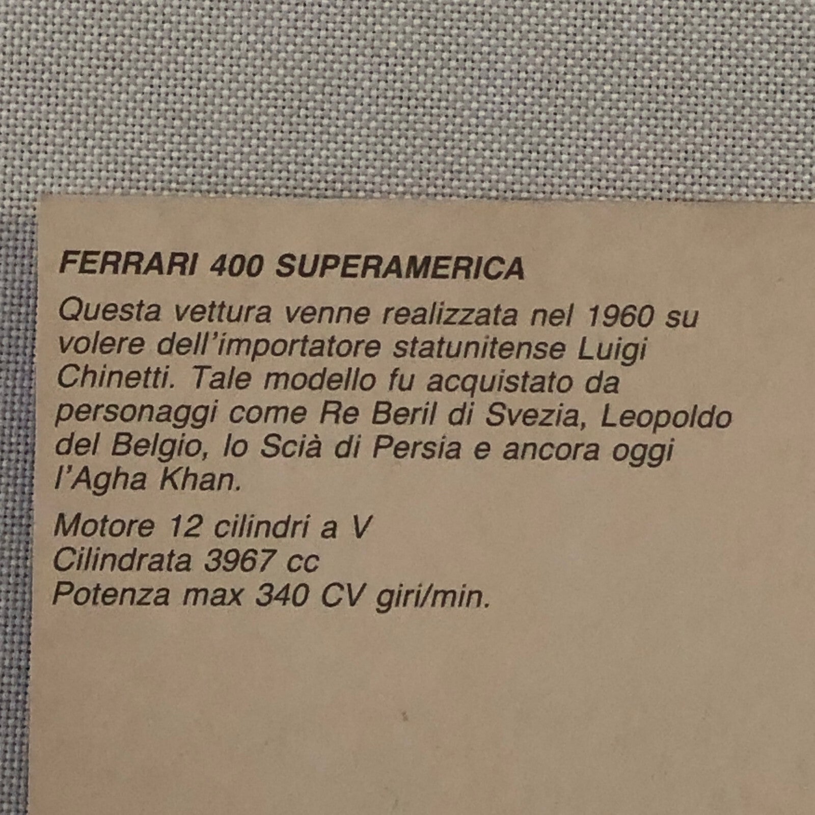 Ferrari 400 Superamerica Postcard Post Card Super America