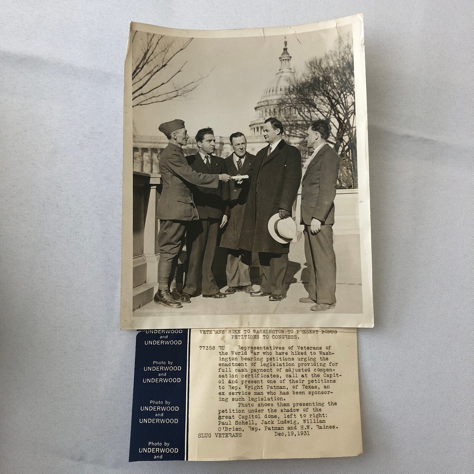 Press Photo Photograph Veterans Lobby Congress For Bonus Pay 1932 Washington