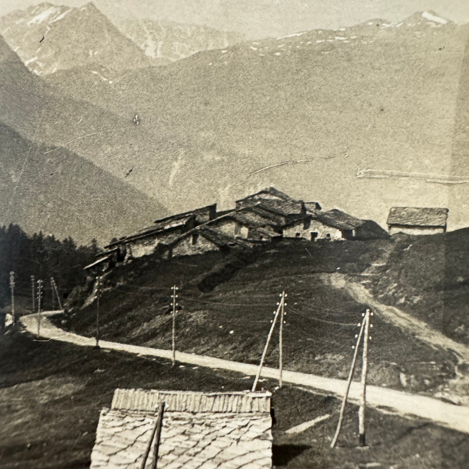 Vintage Car Automobile On Mountain Road Photo Photograph Print Italian Italy