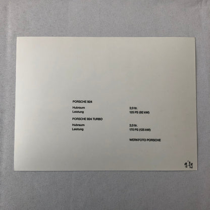 Vintage Porsche 924 and 924 Turbo Factory Press Photo Photograph Print Werkfoto