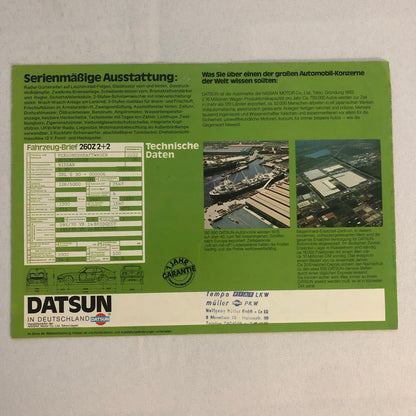 Vintage Datsun 260Z 2+2 Car Sales Brochure Catalog Datsun 260 Z Nissan GERMAN