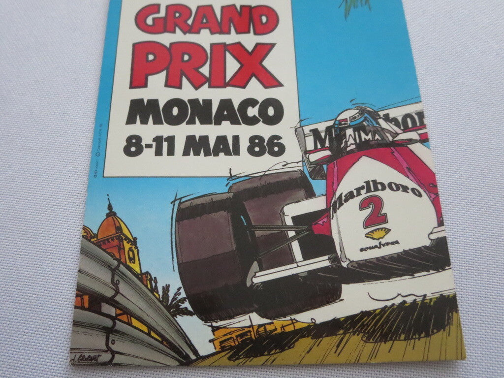 1986 Monaco Grand Prix Automobile Racing Car Postcard Post Card - Reproduction 