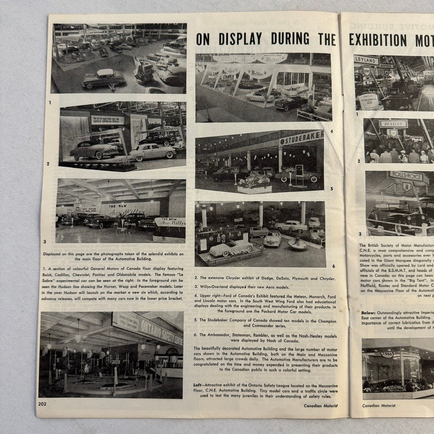 1952 Canadian Motorist Magazine Queen Elizabeth CNE Autoshow Motor Show Sept