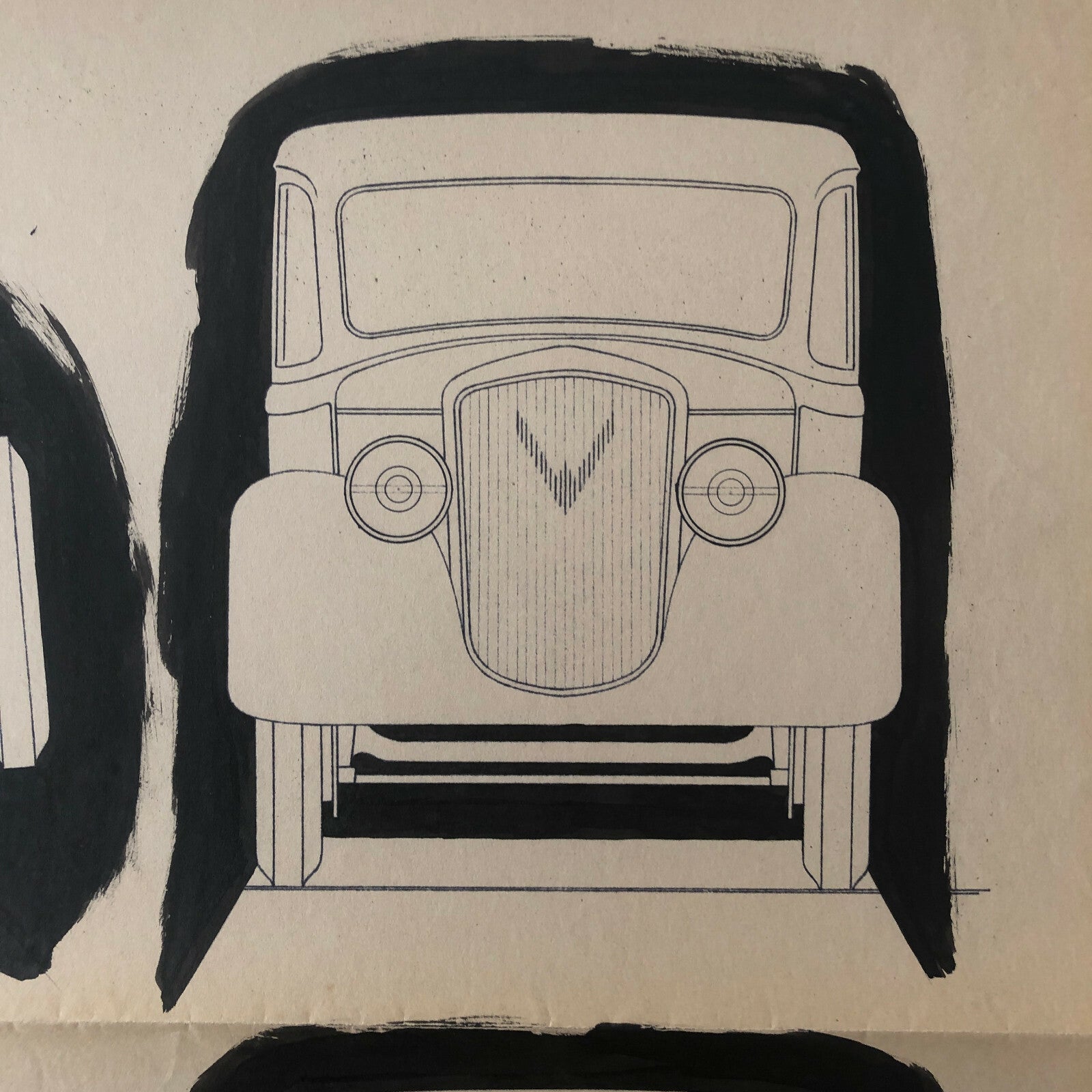 1933 Coachbuilder Car Design Blueprint Rendering Blue Print Coupe Body Style 