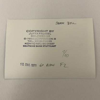 Vintage Racing Photo 1971 Rome Italy F2 Race Derek Bell Driver Motorsport