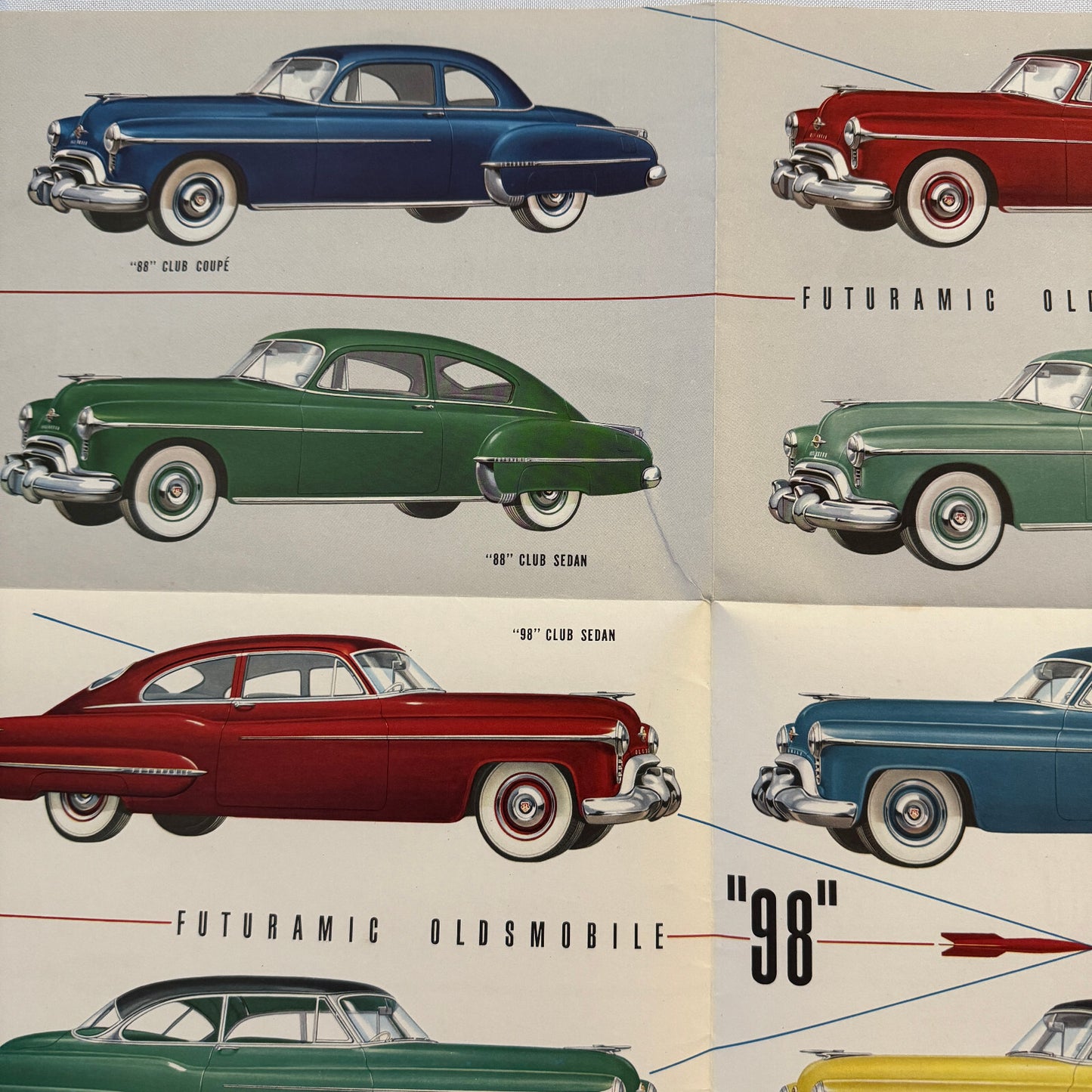 Oldsmobile Sales Brochure Catalog 76 88 98 Coupe Sedan Convertible 1950 1951