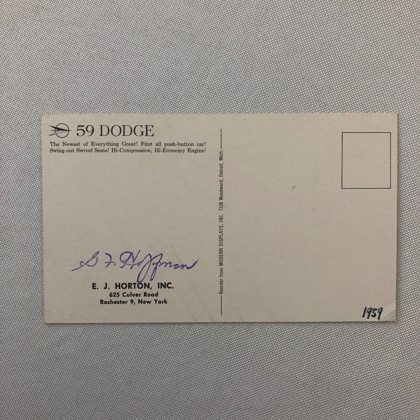 1959 Dodge Custom Royal 4 Door Lancer Postcard Post Card Advertising