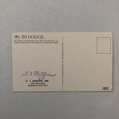 1959 Dodge Custom Royal 4 Door Lancer Postcard Post Card Advertising