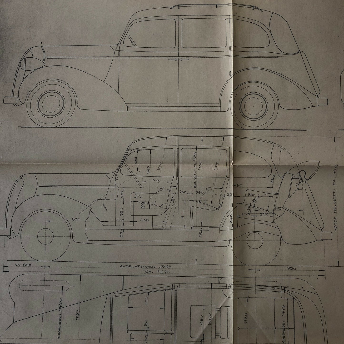 1937 Coachbuilder Car Design Blueprint Rendering Blue Print Dodge / Plymouth