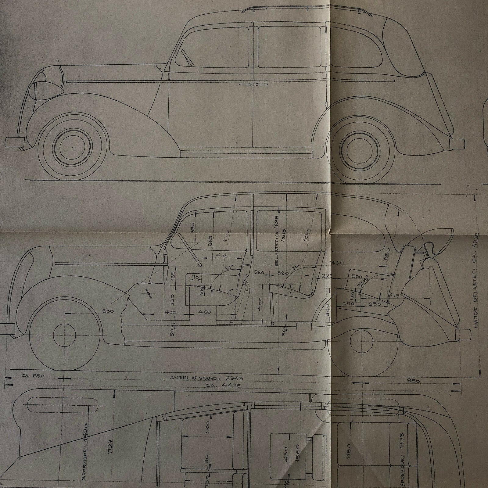 1937 Coachbuilder Car Design Blueprint Rendering Blue Print Dodge / Plymouth