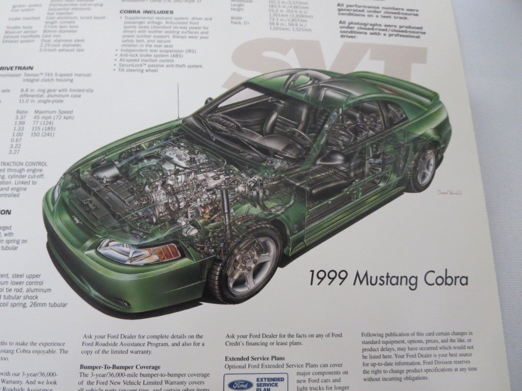 1999 Ford Mustang SVT Cobra Sales Brochure Advertising