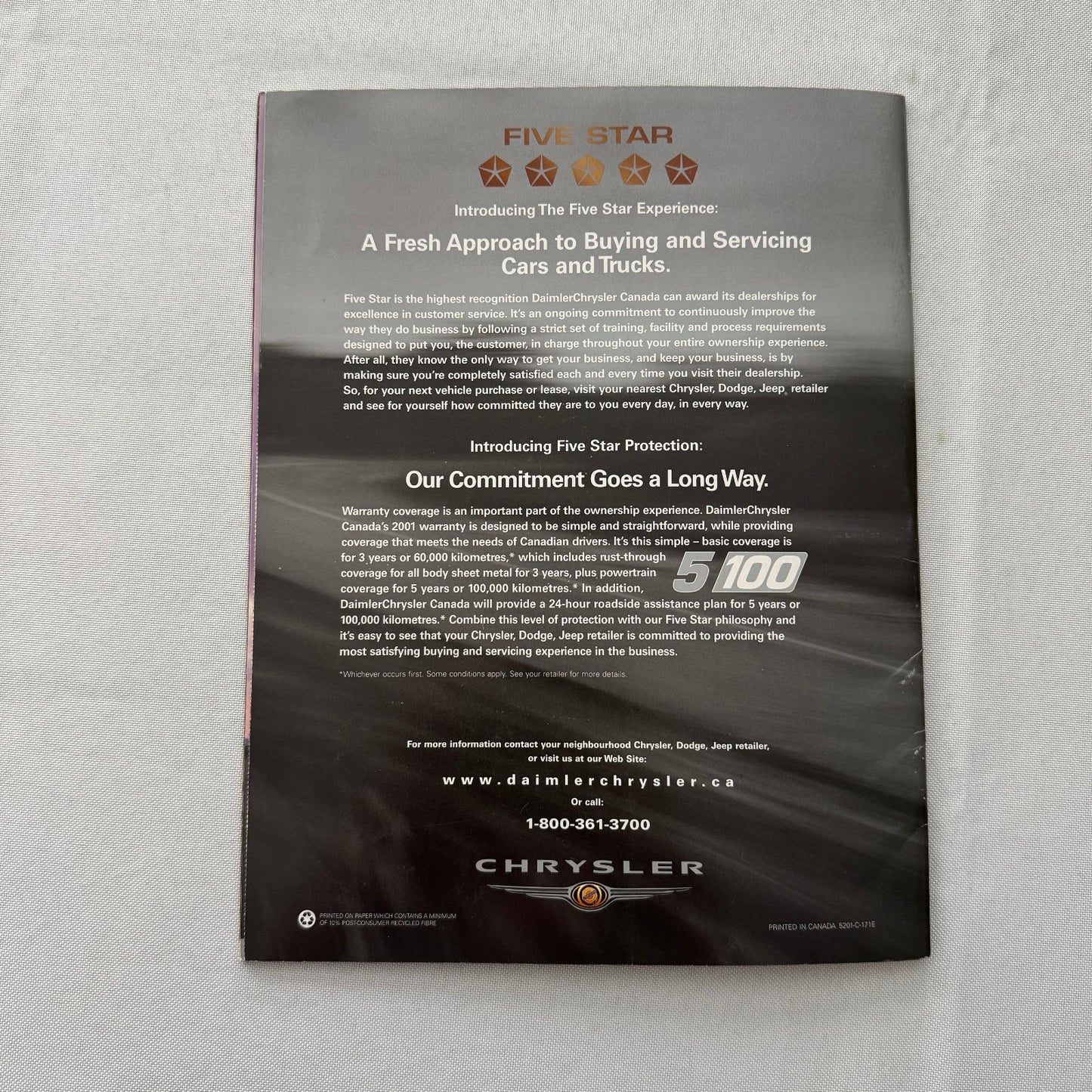 2001 Chrysler PT Cruiser Car Sales Brochure Catalog Advertising Canadian