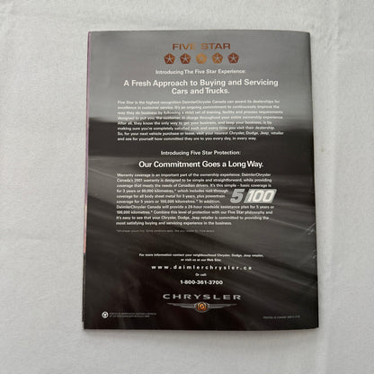 2001 Chrysler PT Cruiser Car Sales Brochure Catalog Advertising Canadian