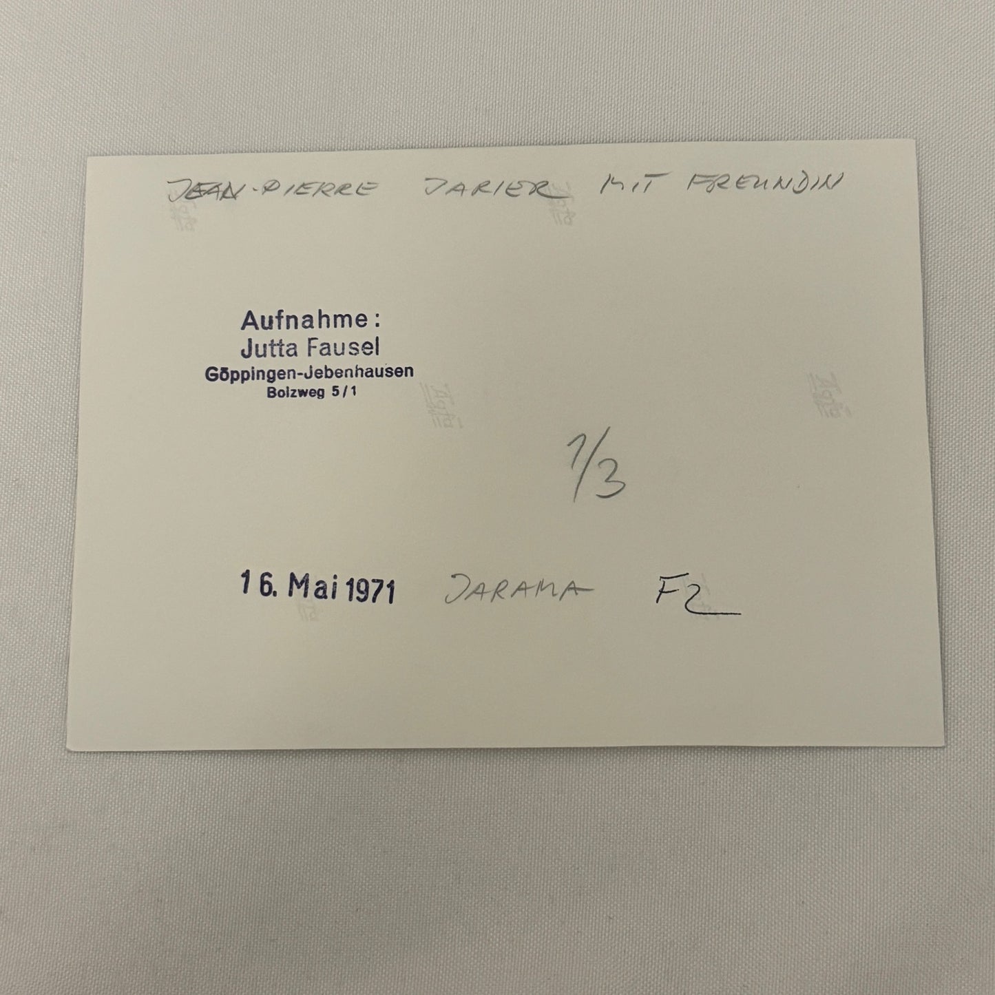 Vintage Racing Photo 1972 Jarama F2 Race JP Jarier Jean-Pierre Jarier Girlfriend