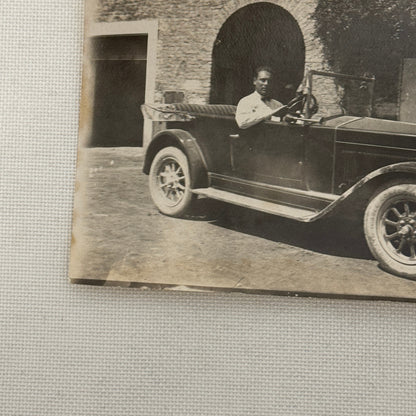 Vintage Photograph Photo Antique Man in Early Automobile Car