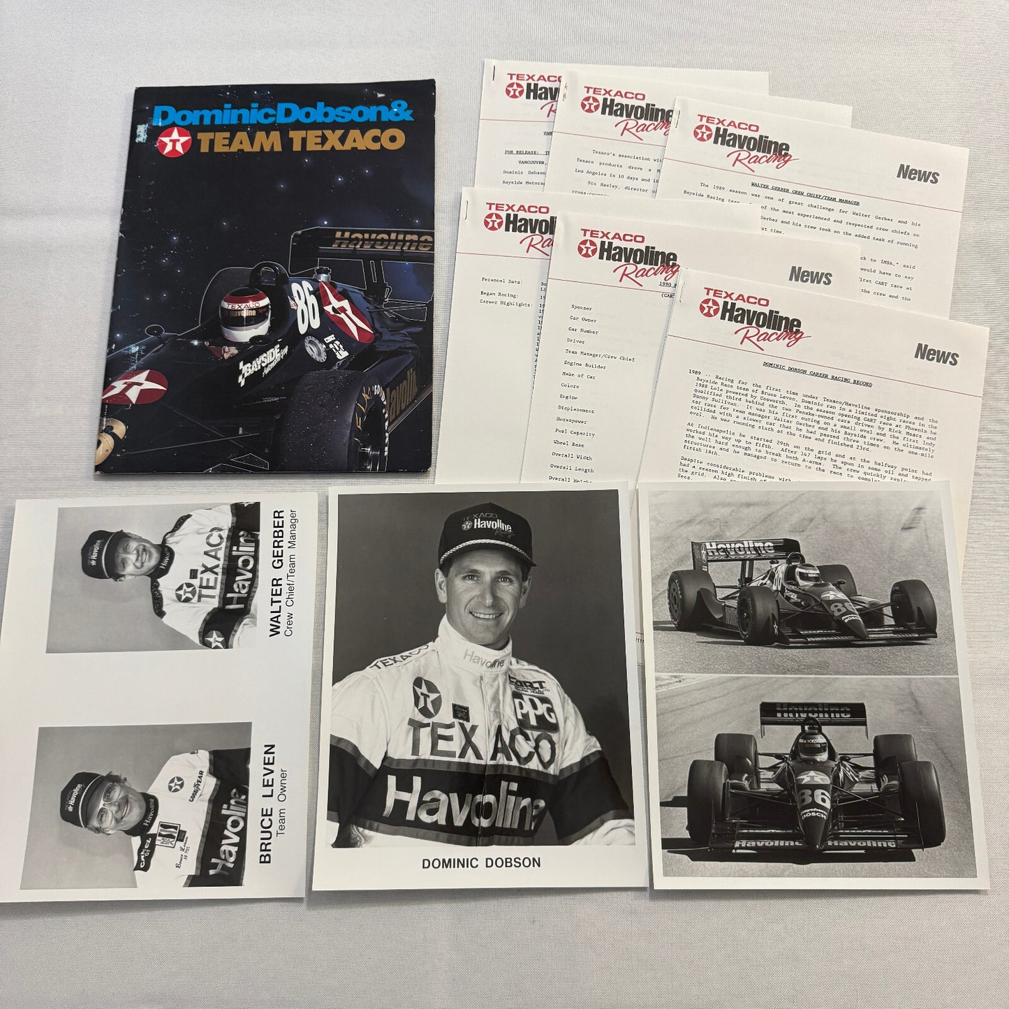 1990 Texaco Racing Team Indy CART Press Kit Brochure Photos Dominic Dobson