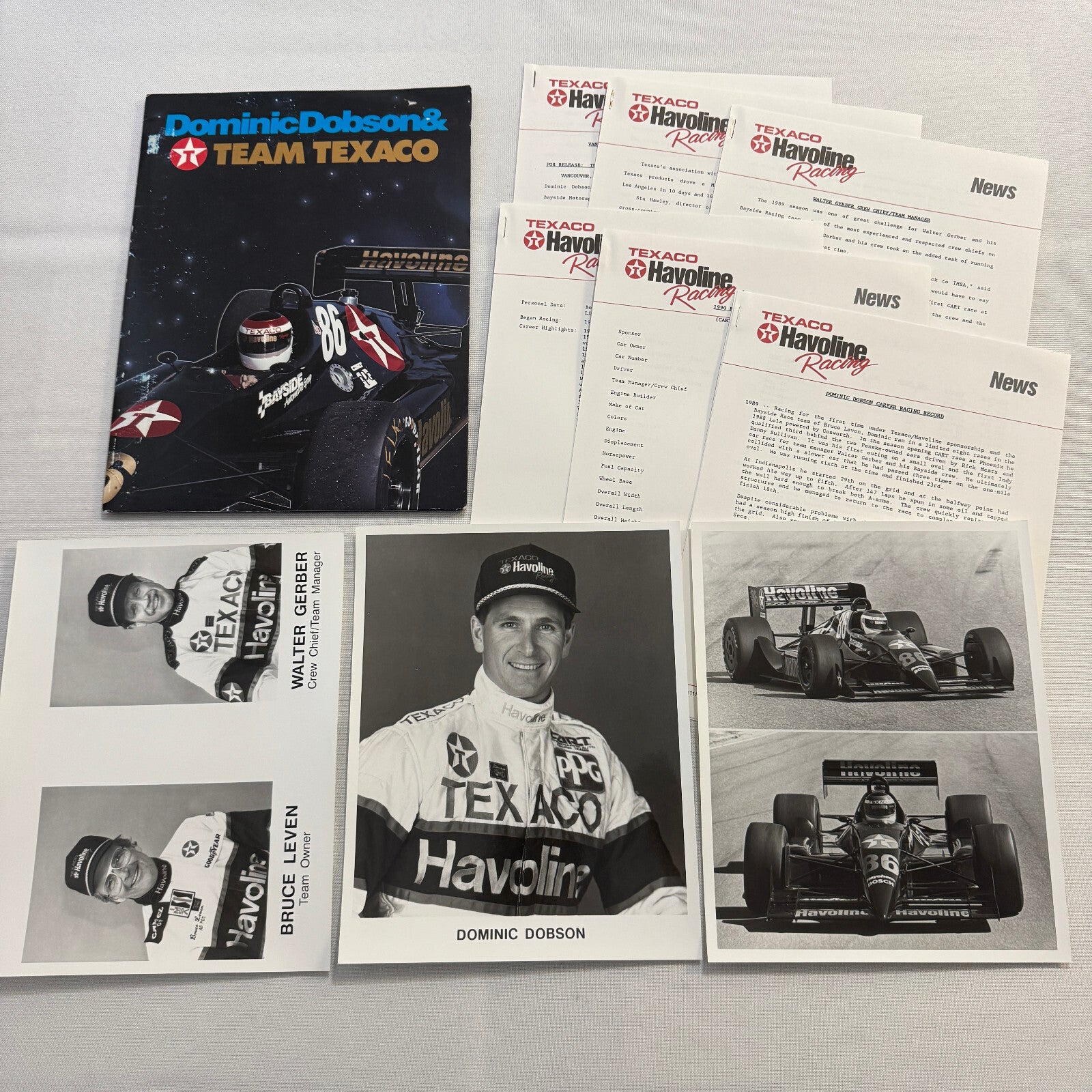 1990 Texaco Racing Team Indy CART Press Kit Brochure Photos Dominic Dobson
