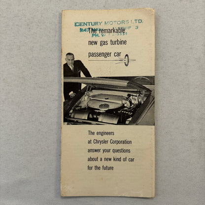 Chrysler Turbine Car Concept Prototype Brochure Dodge Turbo Dart Catalog