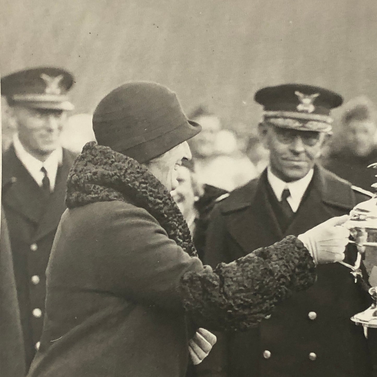 Press Photo Photograph First Lady Lou Henry Hoover Coast Guard Marines Football